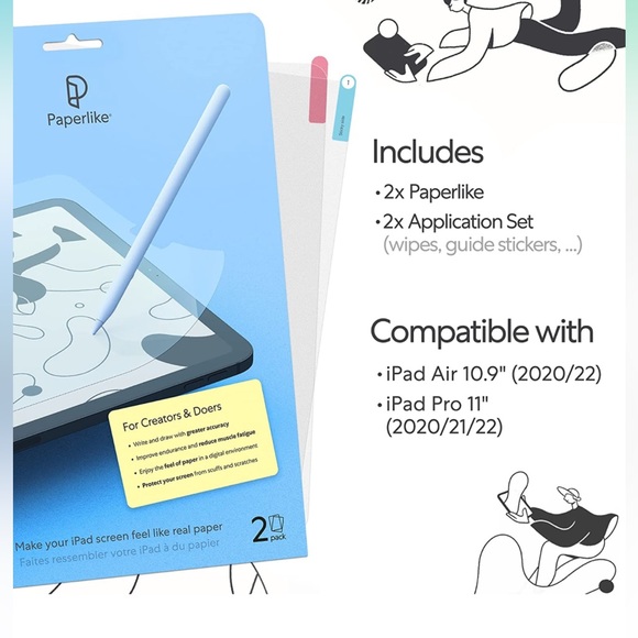 PaperLike iPad Pro 11" 20/21/22 & iPad Air 10.9" 20/22 Matte Screen Protector - Picture 1 of 6